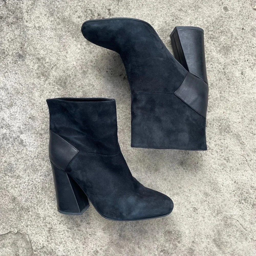 See By Chloé Black Suede Leather  Ankle Boots, Size 37